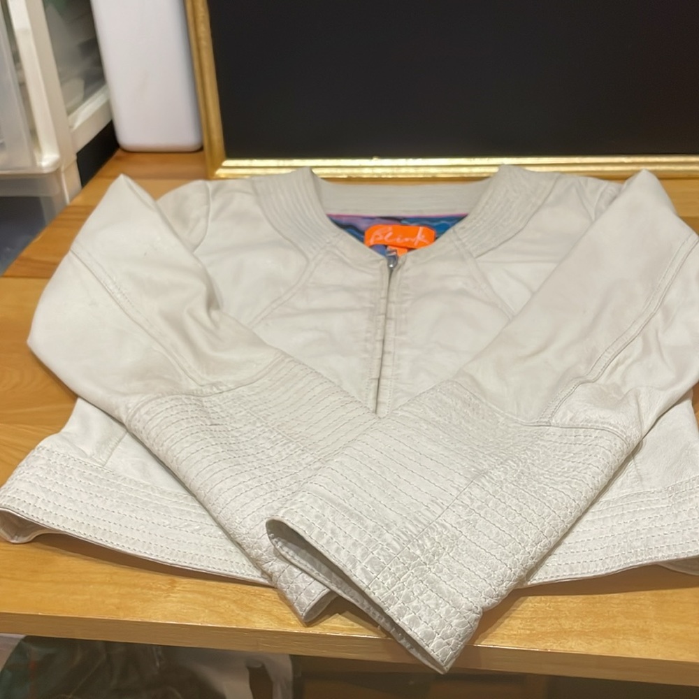 Leather off white jacket size small